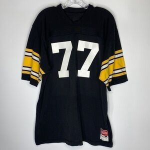 NFL MacGregor Sand-Knit Black Yellow Football Jersey Bogus #77 Size XXL